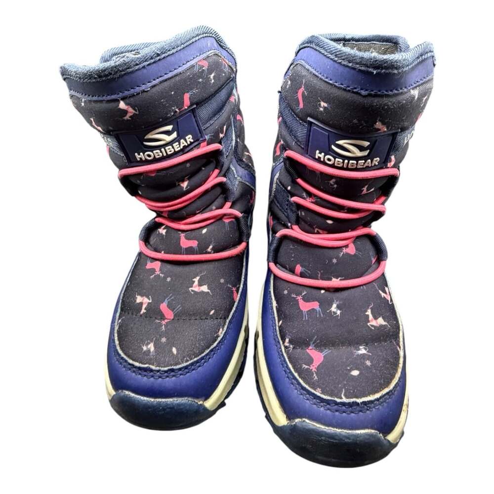 Hobibear Snow Boots Size 27 Blue Deer Print Winter Kids